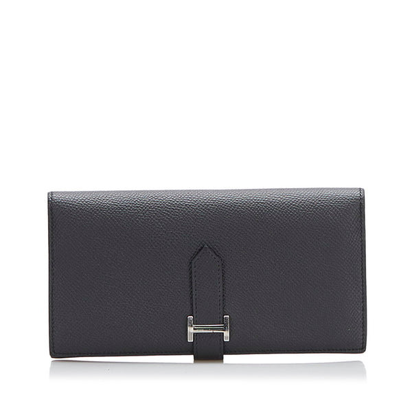 エルメス ベアンスフレ シルバー金具 長財布 ブラック ヴォーエプソン レディース HERMES 【中古】