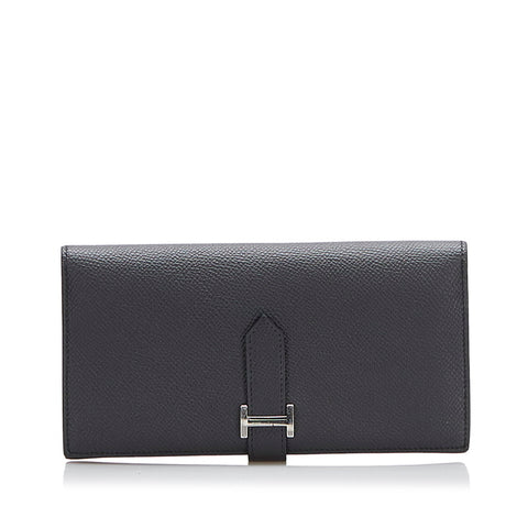 エルメス ベアンスフレ シルバー金具 長財布 ブラック ヴォーエプソン レディース HERMES 【中古】