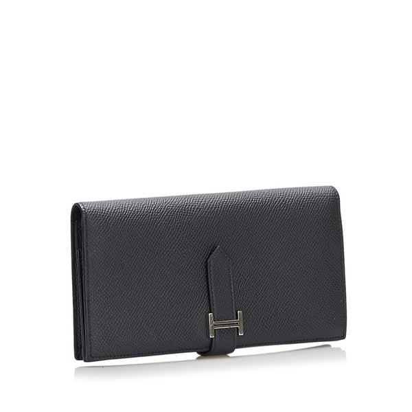 エルメス ベアンスフレ シルバー金具 長財布 ブラック ヴォーエプソン レディース HERMES 【中古】