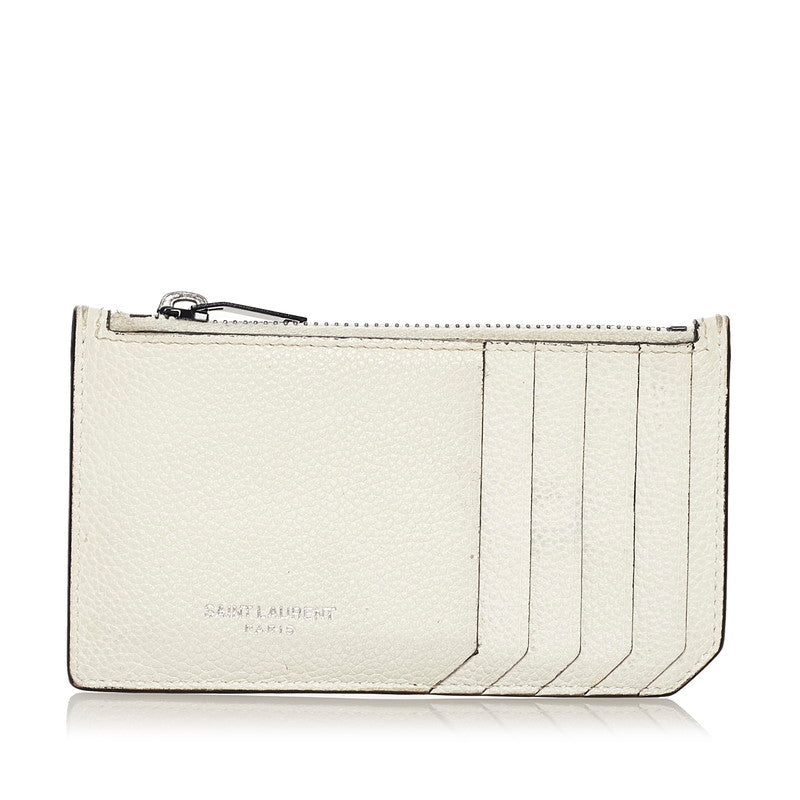 サンローラン フラグメント パスケース 458583 ホワイト レザー レディース SAINT LAURENT 【中古】
