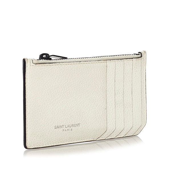 サンローラン フラグメント パスケース 458583 ホワイト レザー レディース SAINT LAURENT 【中古】