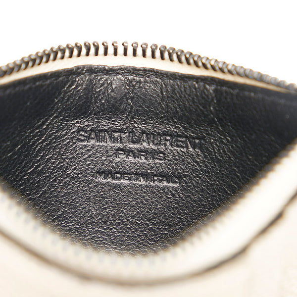 サンローラン フラグメント パスケース 458583 ホワイト レザー レディース SAINT LAURENT 【中古】