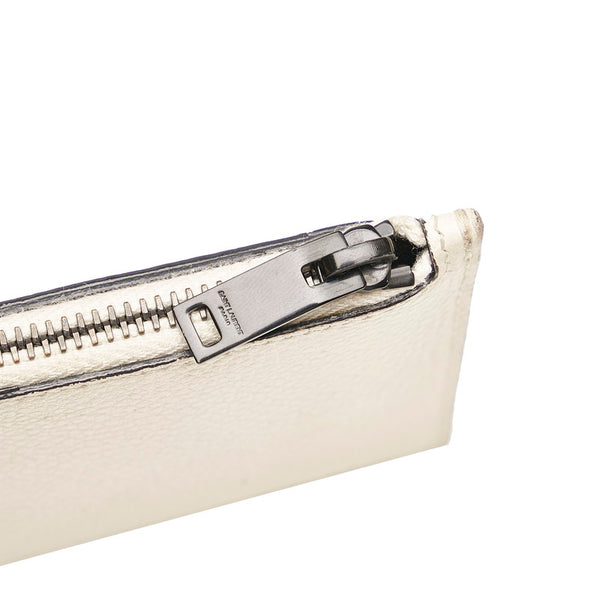 サンローラン フラグメント パスケース 458583 ホワイト レザー レディース SAINT LAURENT 【中古】