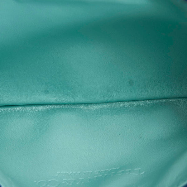 ティファニー リバーシブル メタリック トートバッグ ブルー レザー レディース TIFFANY&Co. 【中古】