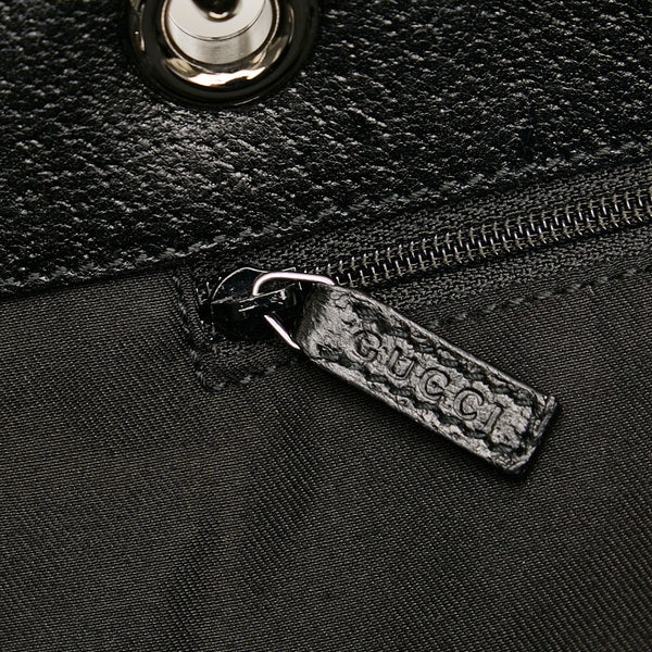 グッチ GGキャンバス トートバッグ 120836 ブラック キャンバス レザー レディース GUCCI 【中古】