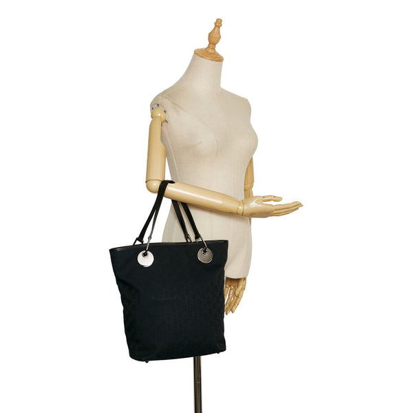 グッチ GGキャンバス トートバッグ 120836 ブラック キャンバス レザー レディース GUCCI 【中古】