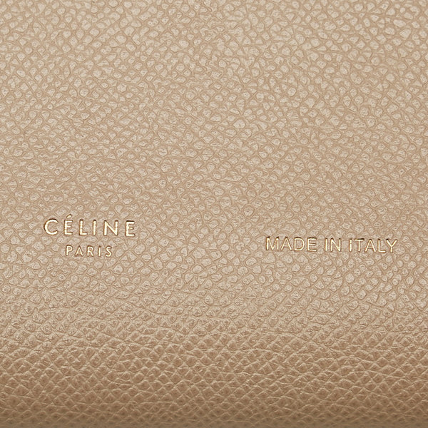 セリーヌ ラージ ストラップ ウォレット 長財布 ベージュ オレンジ レザー レディース CELINE 【中古】