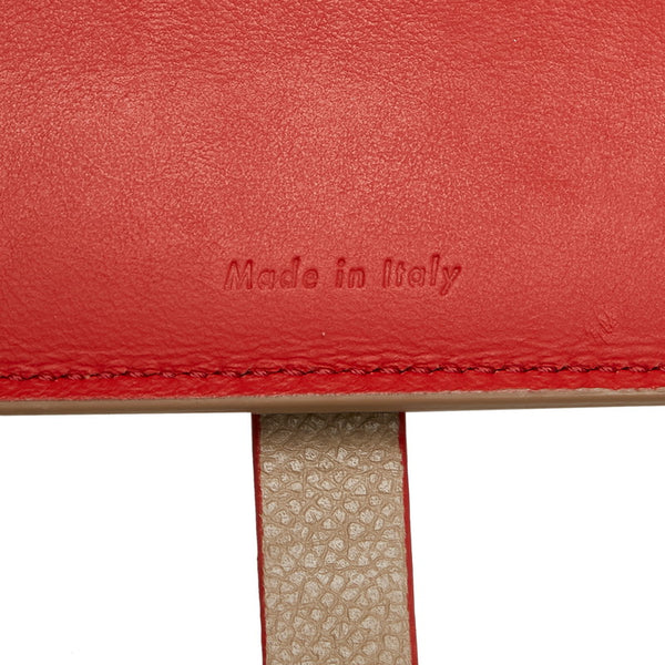 セリーヌ ラージ ストラップ ウォレット 長財布 ベージュ オレンジ レザー レディース CELINE 【中古】