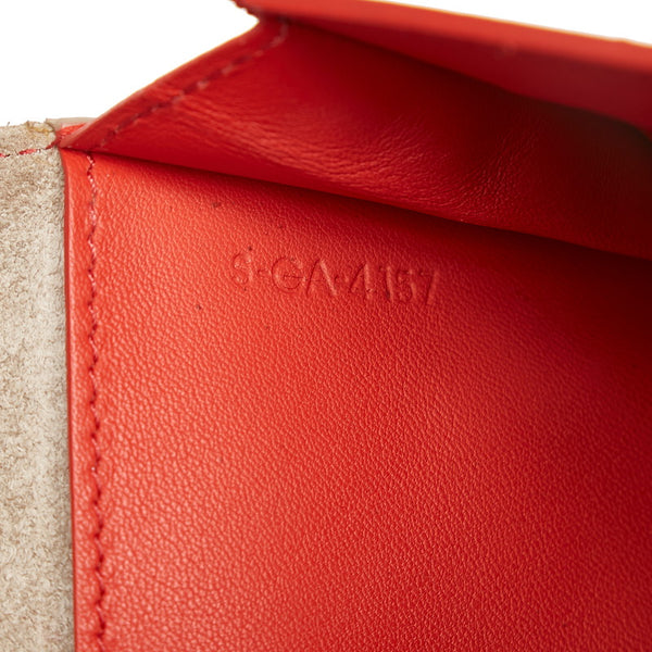 セリーヌ ラージ ストラップ ウォレット 長財布 ベージュ オレンジ レザー レディース CELINE 【中古】
