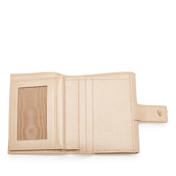 サルヴァトーレフェラガモ ガンチーニ 二つ折り財布 R‐22C880 ベージュ レザー レディース Salvatore Ferragamo 【中古】