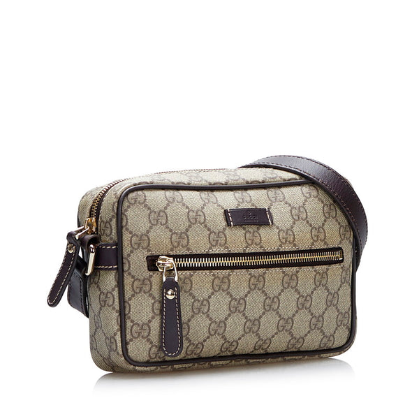 グッチ GGスプリーム 斜め掛け ショルダーバッグ 201447 ベージュ ブラウン PVC レザー レディース GUCCI 【中古】