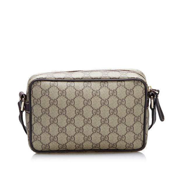 グッチ GGスプリーム 斜め掛け ショルダーバッグ 201447 ベージュ ブラウン PVC レザー レディース GUCCI 【中古】