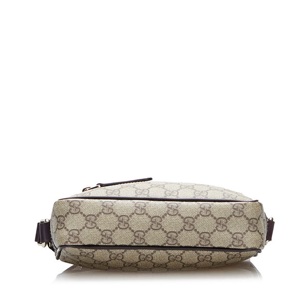 グッチ GGスプリーム 斜め掛け ショルダーバッグ 201447 ベージュ ブラウン PVC レザー レディース GUCCI 【中古】