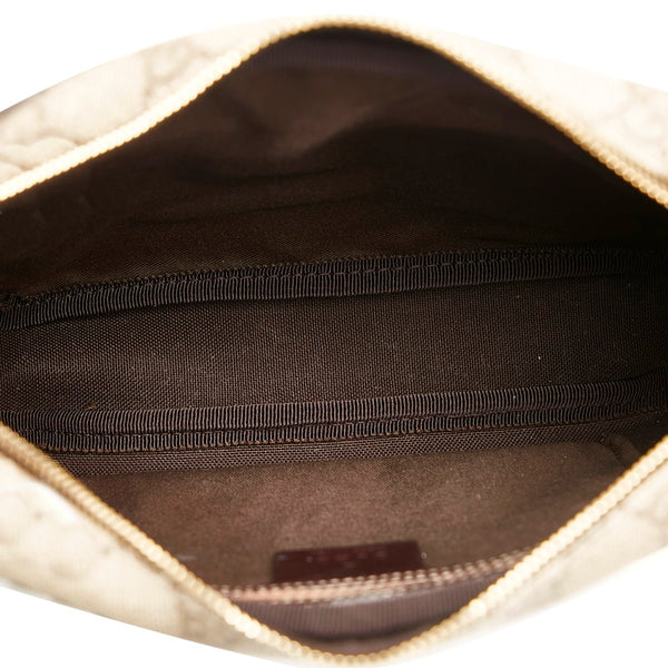 グッチ GGスプリーム 斜め掛け ショルダーバッグ 201447 ベージュ ブラウン PVC レザー レディース GUCCI 【中古】