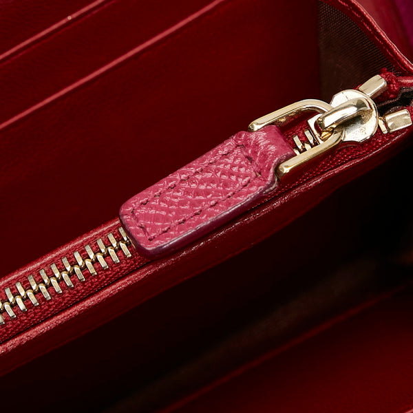 ブルガリ ラウンドファスナー 長財布 ピンク レザー レディース BVLGARI 【中古】