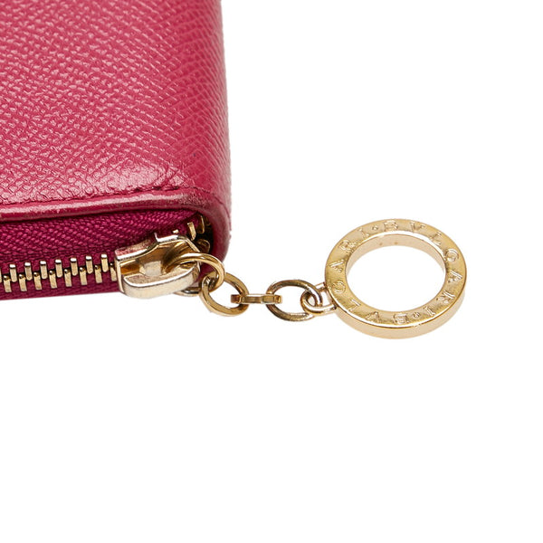 ブルガリ ラウンドファスナー 長財布 ピンク レザー レディース BVLGARI 【中古】