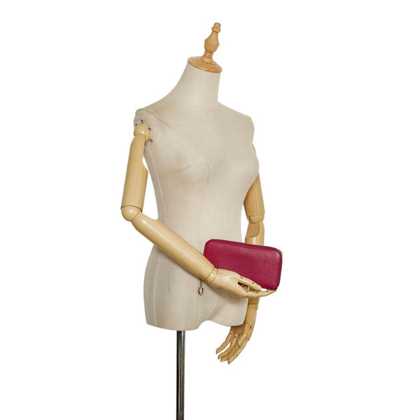 ブルガリ ラウンドファスナー 長財布 ピンク レザー レディース BVLGARI 【中古】