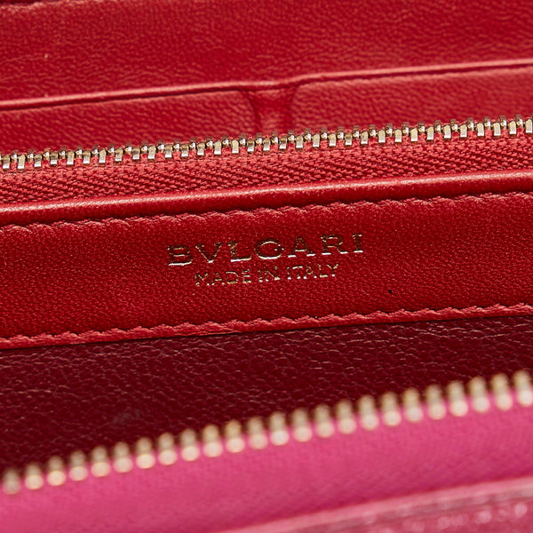 ブルガリ ラウンドファスナー 長財布 ピンク レザー レディース BVLGARI 【中古】