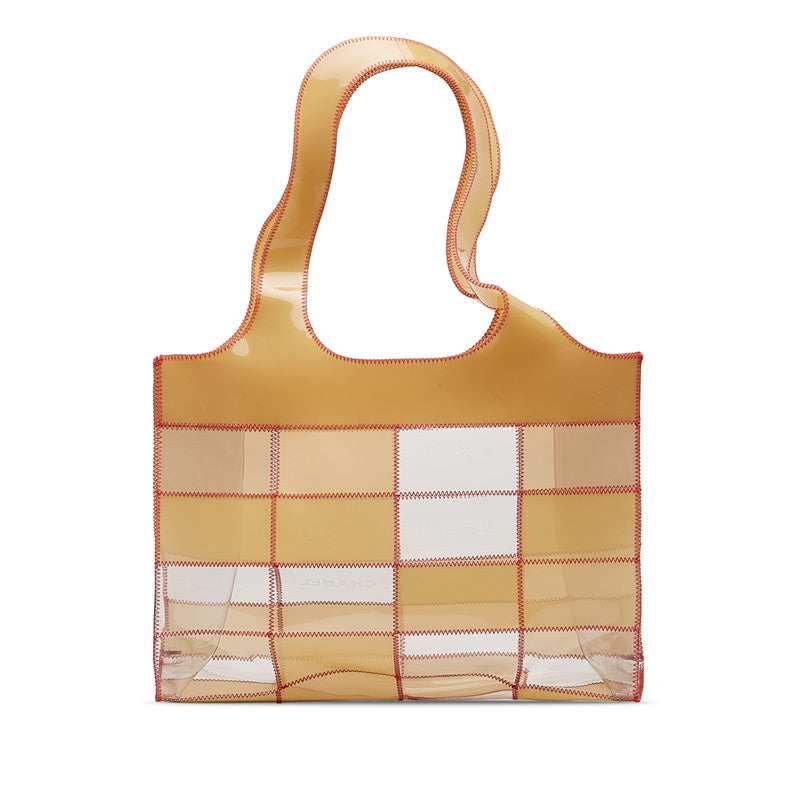 シャネル クリアバッグ トートバッグ ワンショルダーバッグ ベージュ レッド クリア ビニール レディース CHANEL 【中古】