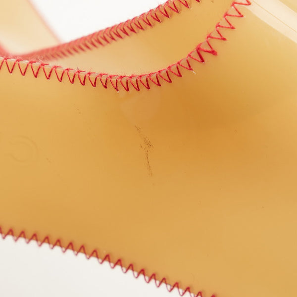 シャネル クリアバッグ トートバッグ ワンショルダーバッグ ベージュ レッド クリア ビニール レディース CHANEL 【中古】