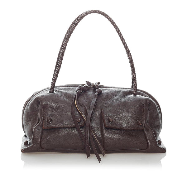 ボッテガヴェネタ イントレチャート ハンドバッグ ブラウン レザー レディース BOTTEGAVENETA 【中古】