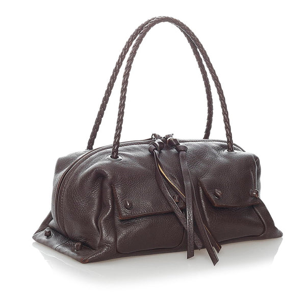 ボッテガヴェネタ イントレチャート ハンドバッグ ブラウン レザー レディース BOTTEGAVENETA 【中古】