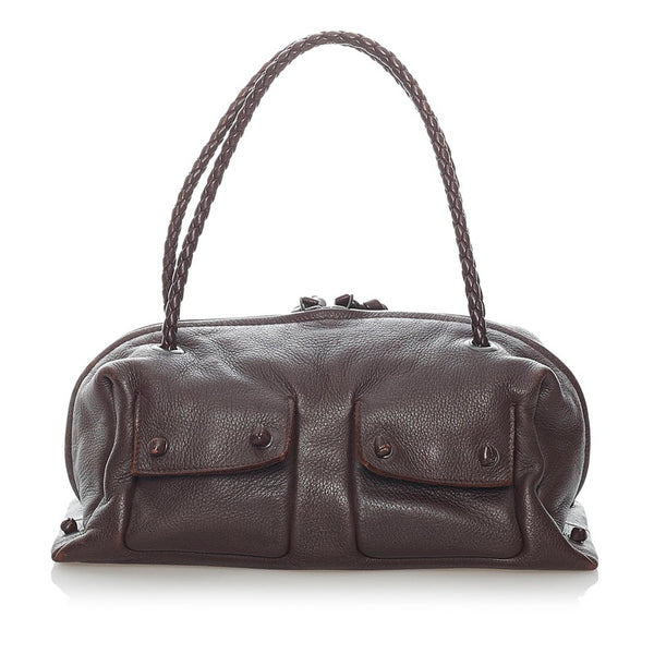 ボッテガヴェネタ イントレチャート ハンドバッグ ブラウン レザー レディース BOTTEGAVENETA 【中古】