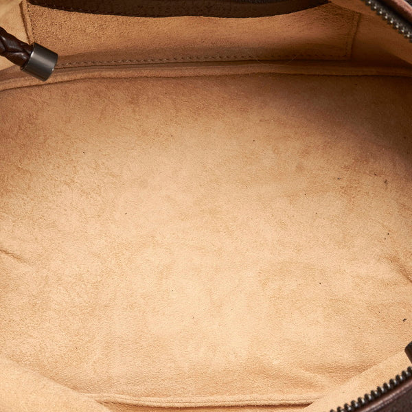 ボッテガヴェネタ イントレチャート ハンドバッグ ブラウン レザー レディース BOTTEGAVENETA 【中古】