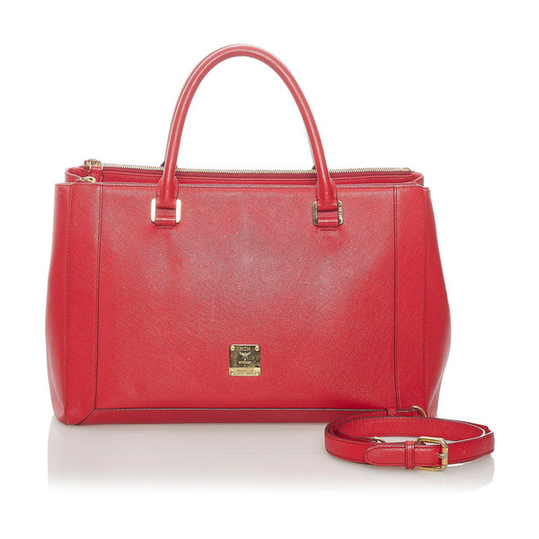 エム シー エム ハンドバッグ ショルダーバッグ 2WAY レッド レザー レディース MCM 【中古】