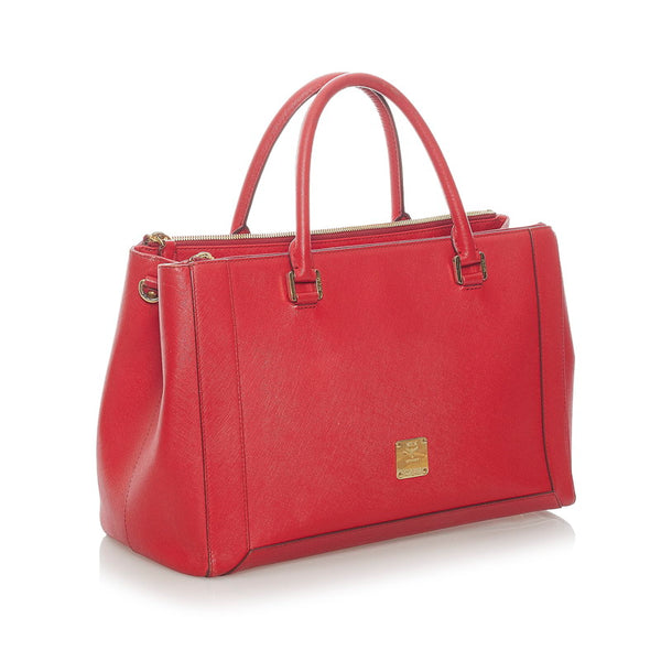 エム シー エム ハンドバッグ ショルダーバッグ 2WAY レッド レザー レディース MCM 【中古】