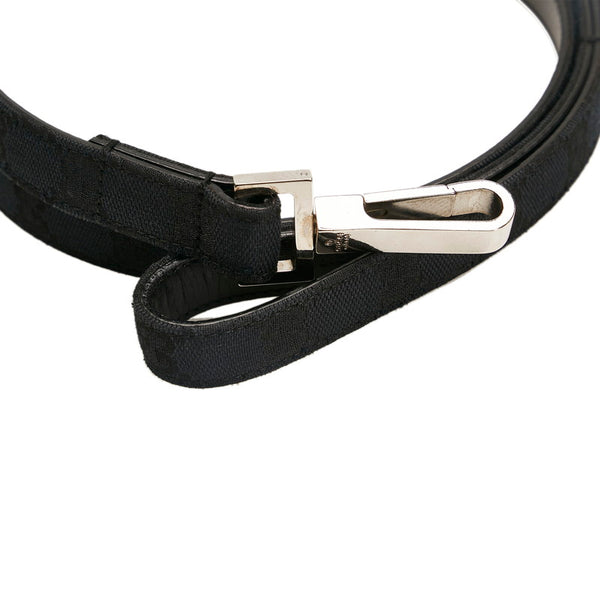 グッチ GGキャンバス ドッグ リード 首輪セット 小～中型犬 ブラック キャンバス レザー ユニセックス GUCCI 【中古】