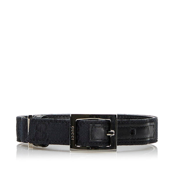 グッチ GGキャンバス ドッグ リード 首輪セット 小～中型犬 ブラック キャンバス レザー ユニセックス GUCCI 【中古】