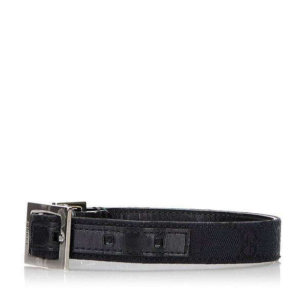 グッチ GGキャンバス ドッグ リード 首輪セット 小～中型犬 ブラック キャンバス レザー ユニセックス GUCCI 【中古】