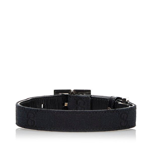 グッチ GGキャンバス ドッグ リード 首輪セット 小～中型犬 ブラック キャンバス レザー ユニセックス GUCCI 【中古】