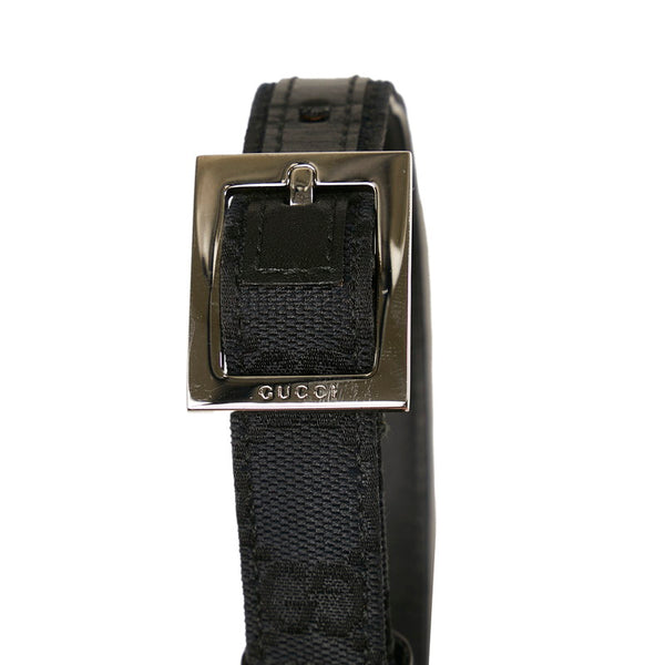 グッチ GGキャンバス ドッグ リード 首輪セット 小～中型犬 ブラック キャンバス レザー ユニセックス GUCCI 【中古】