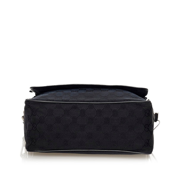 グッチ GGキャンバス 斜め掛け ショルダーバッグ 28562 ブラック キャンバス レザー レディース GUCCI 【中古】