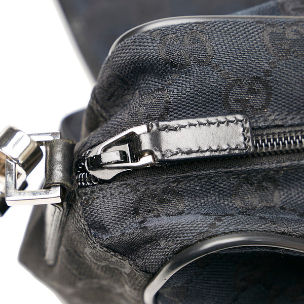 グッチ GGキャンバス 斜め掛け ショルダーバッグ 28562 ブラック キャンバス レザー レディース GUCCI 【中古】