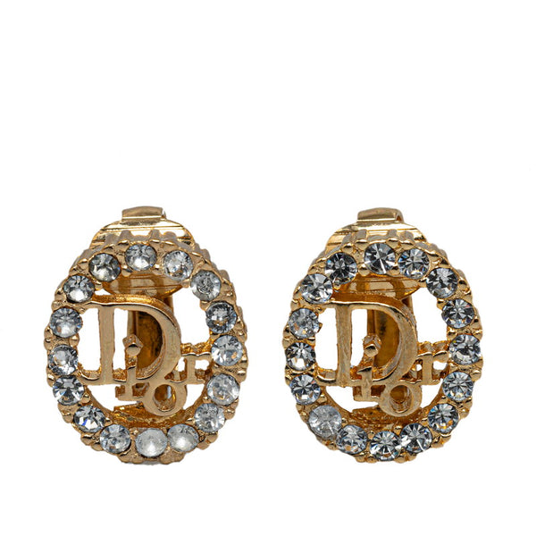 ディオール ロゴ ラインストーン イヤリング ゴールド メッキ レディース Dior 【中古】