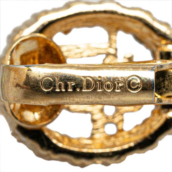 ディオール ロゴ ラインストーン イヤリング ゴールド メッキ レディース Dior 【中古】