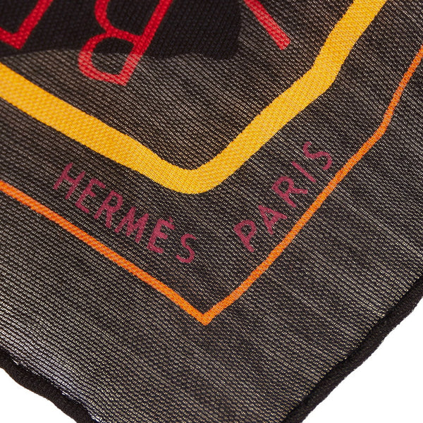 エルメス カレ70 LES SOURCES DE LA VIE 生命の源 スカーフ ブラック マルチカラー シルク カシミヤ レディース HERMES 【中古】