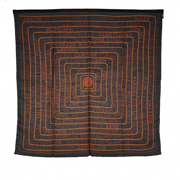 エルメス カレ70 LES SOURCES DE LA VIE 生命の源 スカーフ ブラック マルチカラー シルク カシミヤ レディース HERMES 【中古】