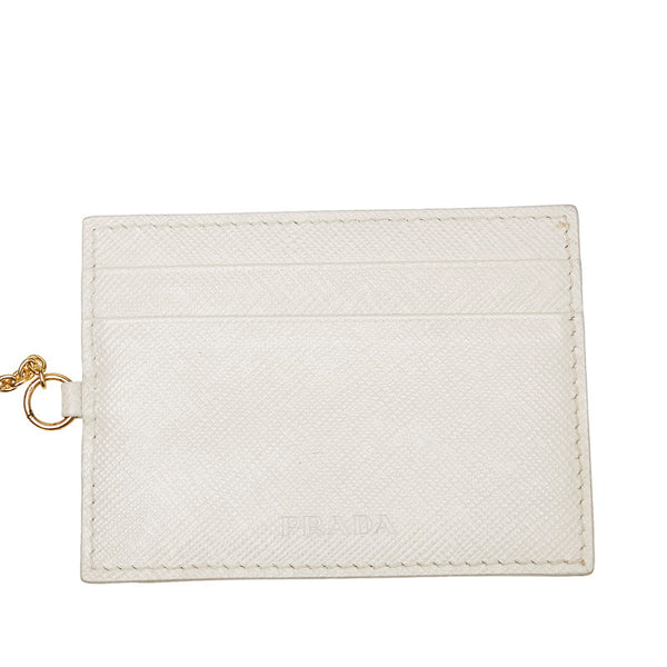 プラダ サフィアーノ  リボン 長財布 ホワイト レザー レディース PRADA 【中古】