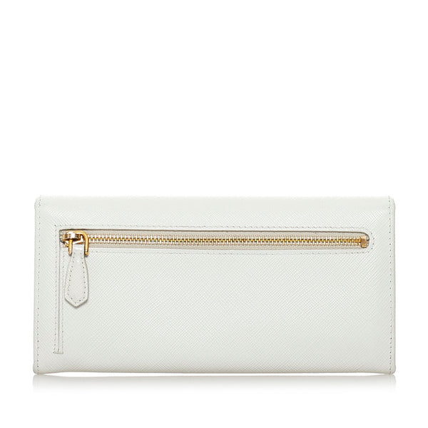 プラダ サフィアーノ  リボン 長財布 ホワイト レザー レディース PRADA 【中古】