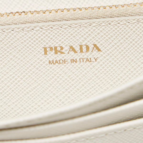 プラダ サフィアーノ  リボン 長財布 ホワイト レザー レディース PRADA 【中古】