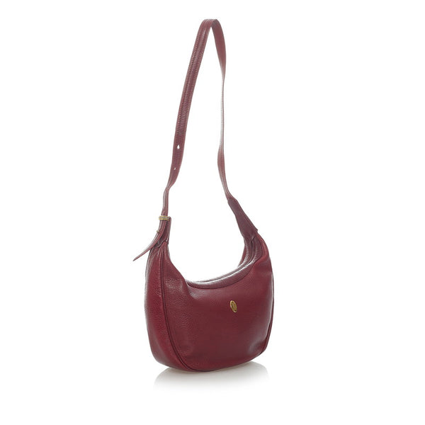 カルティエ マストライン 斜め掛け ショルダーバッグ ボルドー ワインレッド レザー レディース CARTIER 【中古】