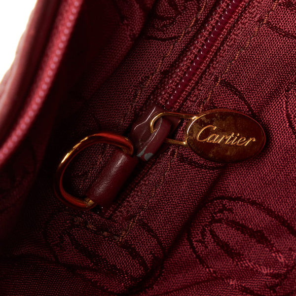 カルティエ マストライン 斜め掛け ショルダーバッグ ボルドー ワインレッド レザー レディース CARTIER 【中古】