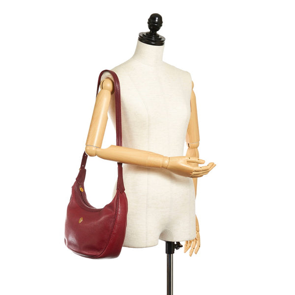 カルティエ マストライン 斜め掛け ショルダーバッグ ボルドー ワインレッド レザー レディース CARTIER 【中古】