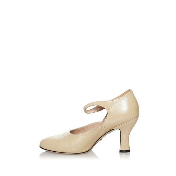 グッチ メリージェーン パンプス 446750 ベージュ レザー レディース GUCCI 【中古】