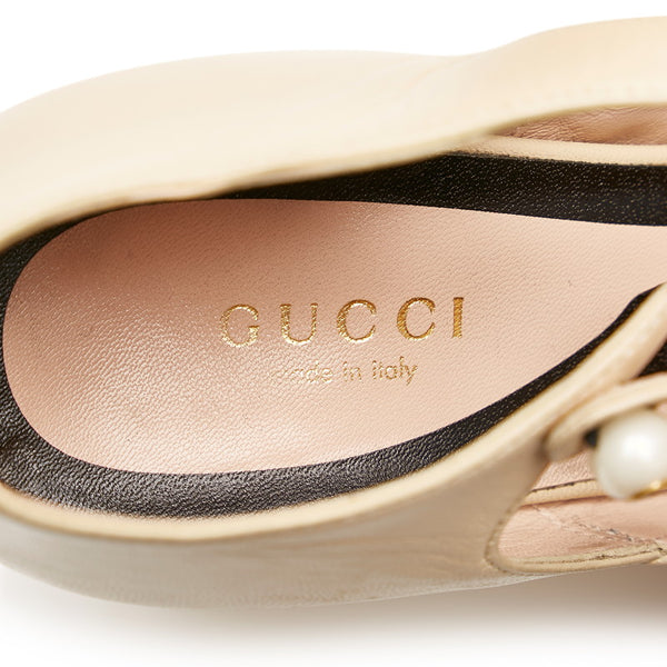 グッチ メリージェーン パンプス 446750 ベージュ レザー レディース GUCCI 【中古】