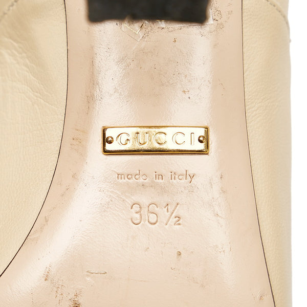 グッチ メリージェーン パンプス 446750 ベージュ レザー レディース GUCCI 【中古】